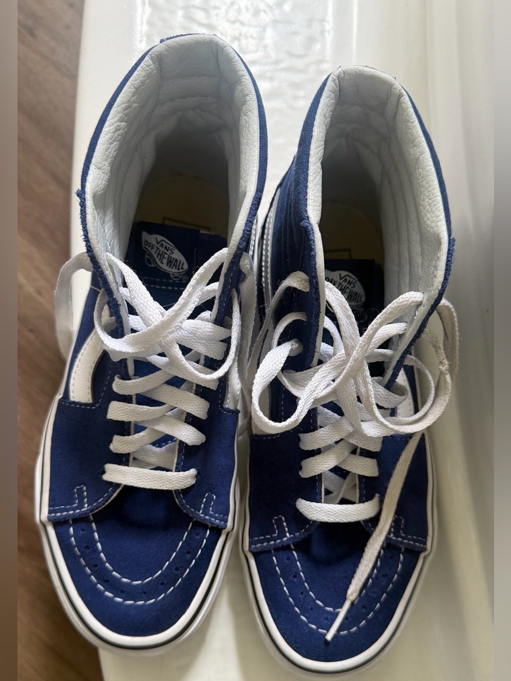 Vans  High-Top Sneakers in Navy and White